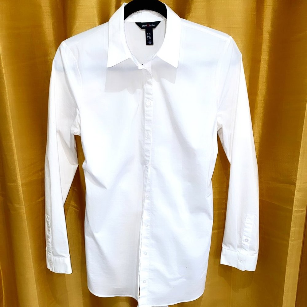 Classic White Collar Button down Shirt -Maternity